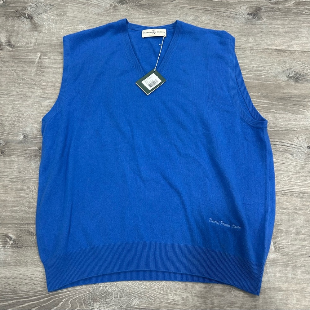 Fairway & Greene Men's Cashmere Capril Blue Sweater Vest NWT Size XL